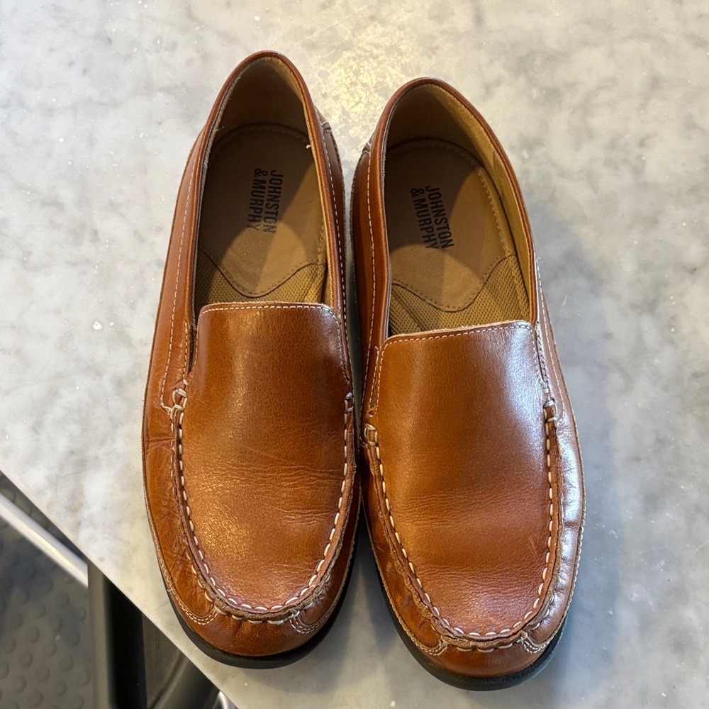 Johnston & Murphy Tan Leather Slip-Ons